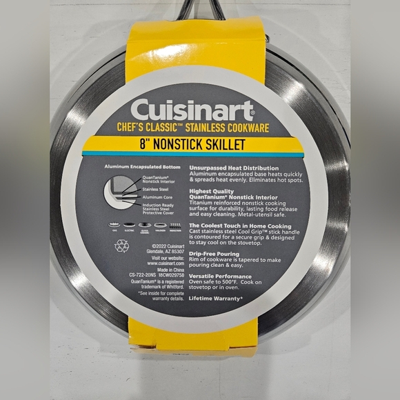 Cuisinart Black Nonstick Skillet with Silver Handle 8" Pan Kitchen Cookware - Picture 3 of 5